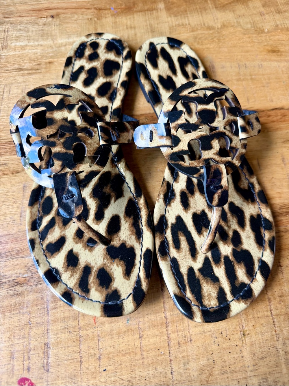 Tory Burch Miller Patent Leopard Print Sandal Size 7.5